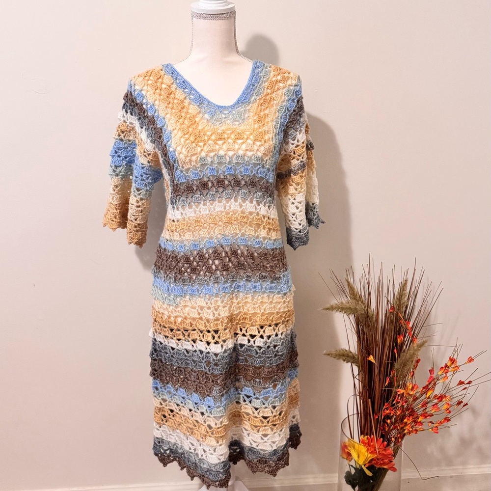 Multicolor Crochet Knit Dress